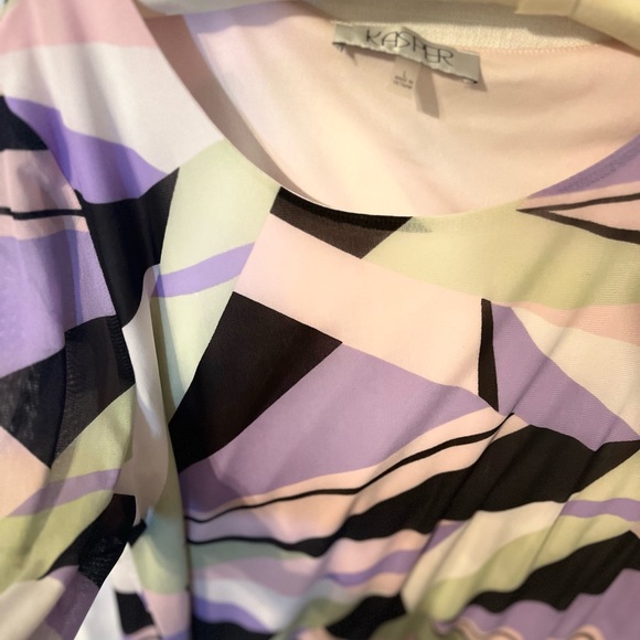 Kasper Tutu tunic geometric sheer sleeves Rare!! SZ: L NWT - Picture 9 of 15